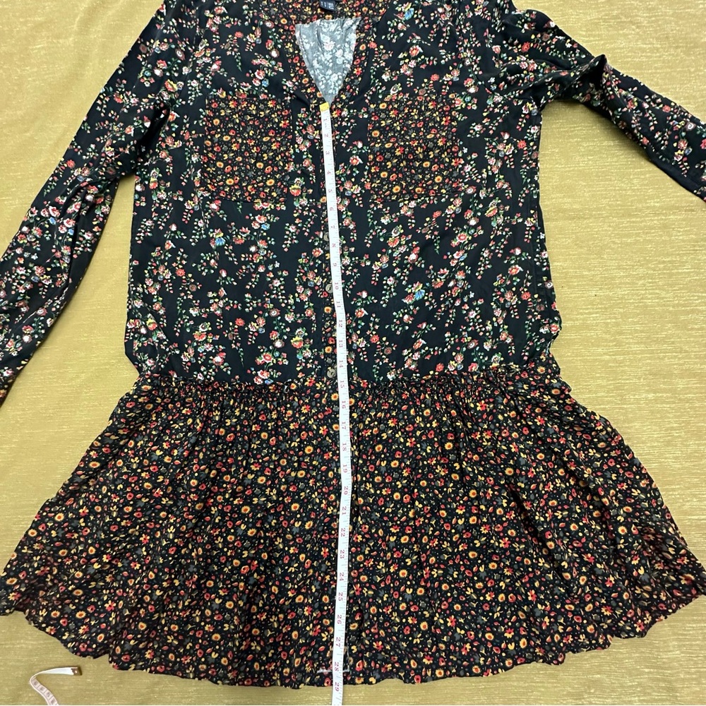 Anthropologie Black Floral Long-Sleeve Tiered Dress - Picture 14 of 16